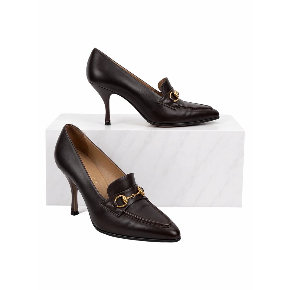 Gucci Horsebit Pointed Toe Loafer Pump Dark Brown Size 8.5B Vintage